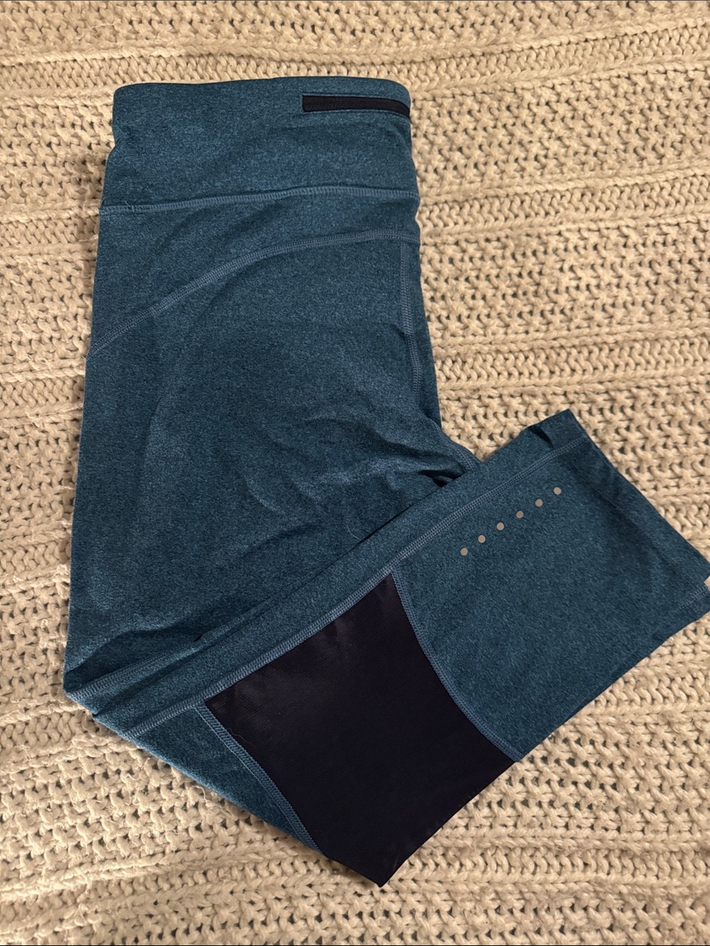 Nike Teal Blue Performance Leggings with Black Mesh Accent